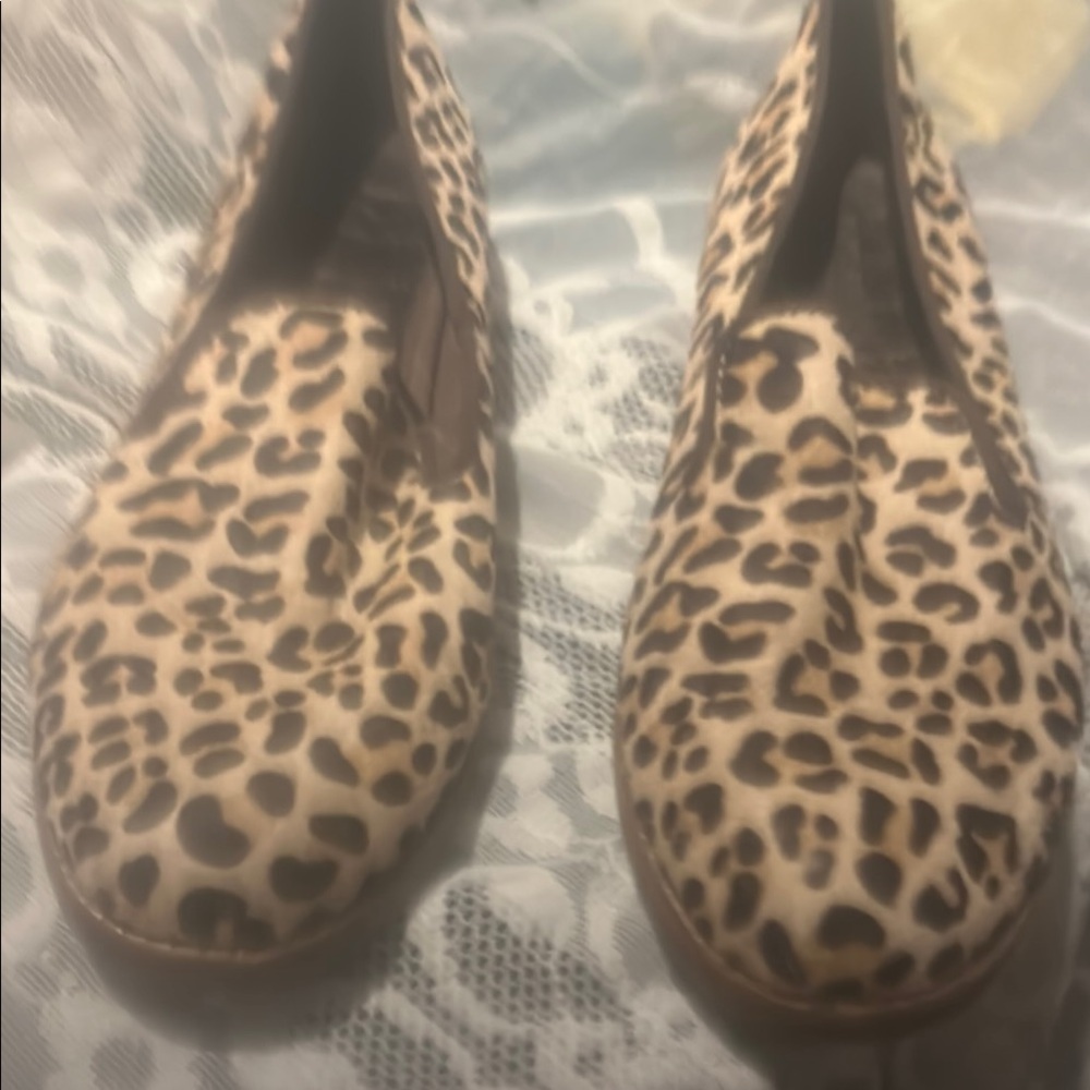 Sperry Leopard Print Slip-On Loafers in Tan and Brown